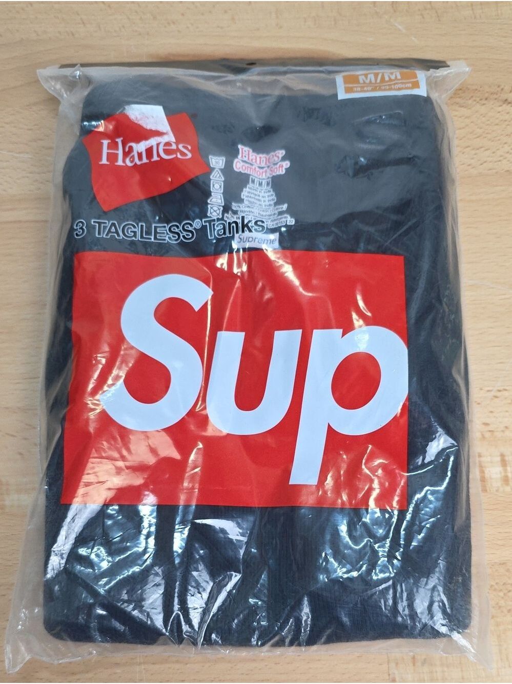 Hanes Black Tank Tops with Red and White Graphic Pack 3 Tanks Sku 2117